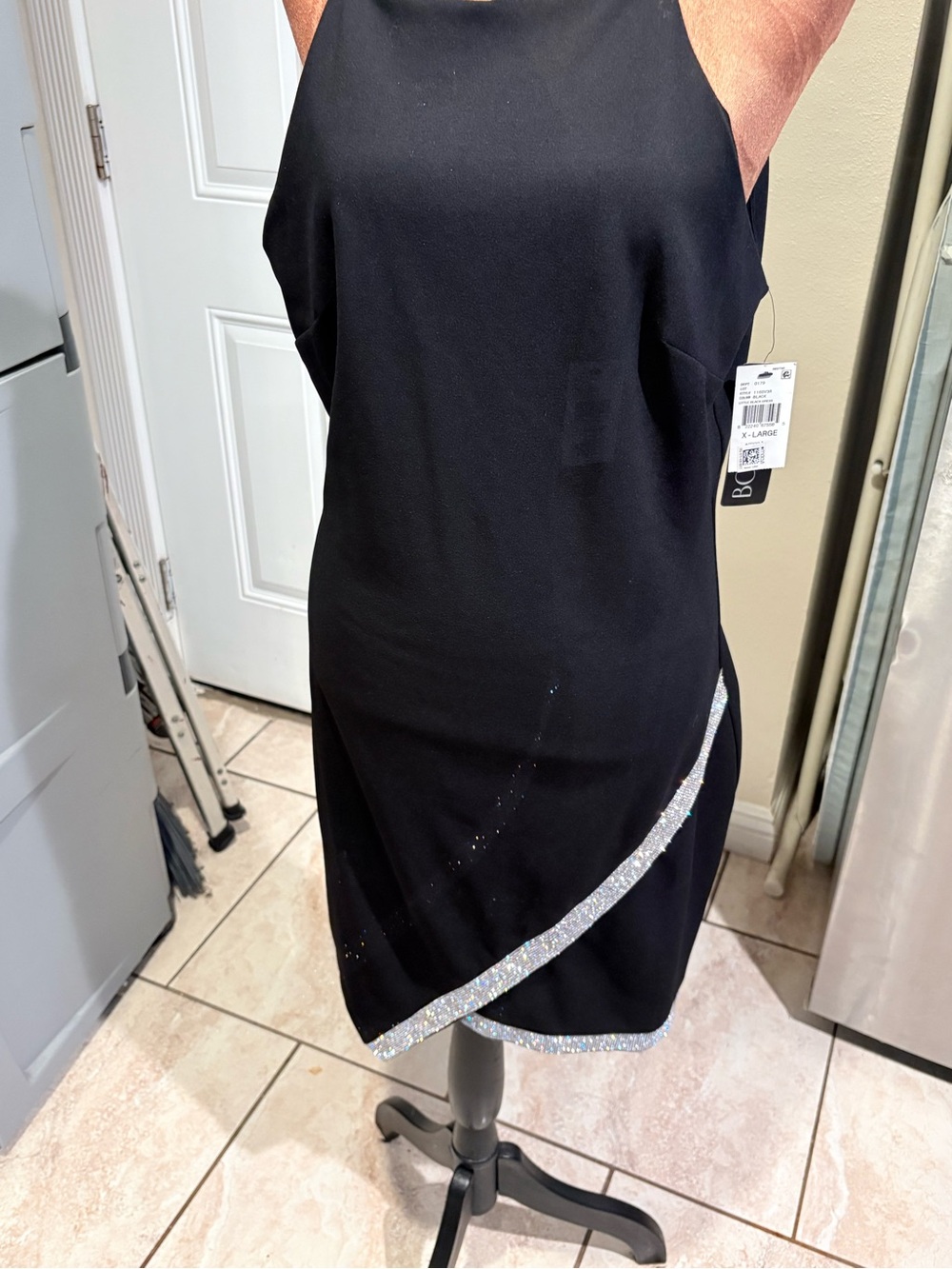 BCX Black Mini Dress with Silver Sparkle Trim